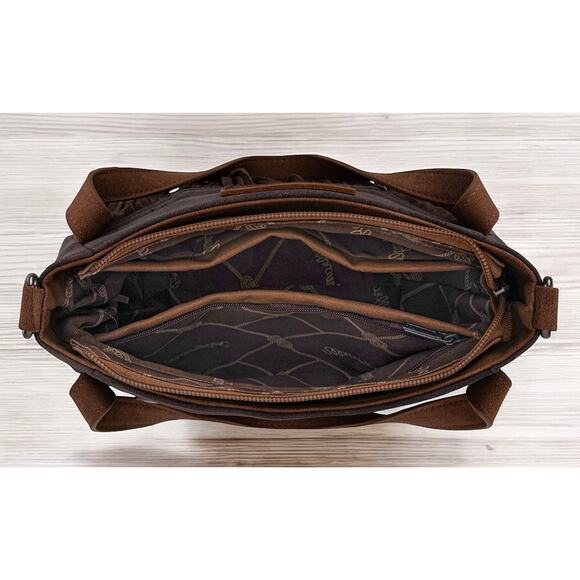 Wrangler Coffee Fringe Two-Tone Tote/Crossbody *NEW in Package* - Picture 4 of 5